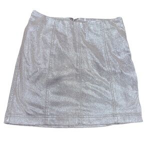 Free People Champagne Silver New Years Shiny Mini Skirt Size Small